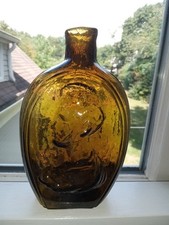 Open Pontil Historical Flask, GI-114, Byron Scott, Amber, Sparkling Perfect!