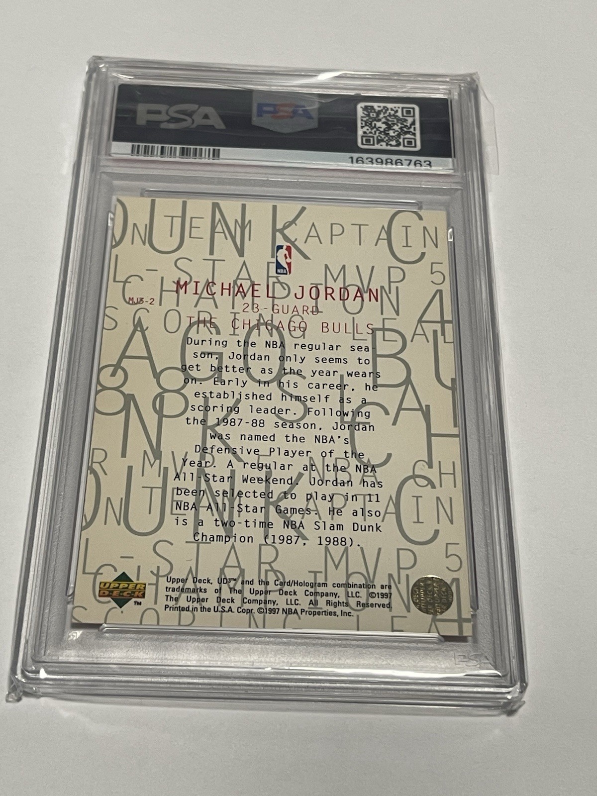 1997 UD3 MICHAEL JORDAN MJ3 #MJ3-2 Bulls PSA 9 MJ Card 97’ Vintage Collectible view 2