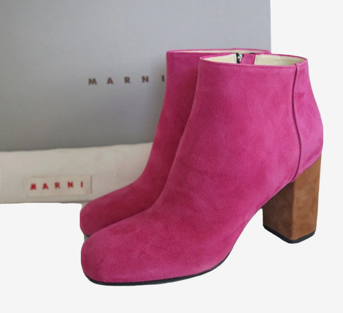 $870 NEW MARNI ITALY Fuchsia Pink Clay ANKLE CHELSEA Boots Shoes EUR-38 US-8