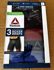 Reebok Men's Pro-Series Extended Length Boxer Briefs 3 Pack Size Large 7.5inseam