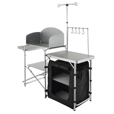 Uimoso Camping Kitchen Table Folding Portable Cook Table 1 Cupboard & Windscreen