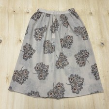 Vintage Floral A-Line Skirt Womens XS Midi Lightweight Cotton Summer Boho Casual