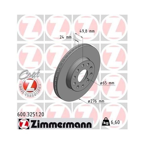 Zimmermann 600.3251.20 Bremsscheibe Vorderachse FüR Vag-image