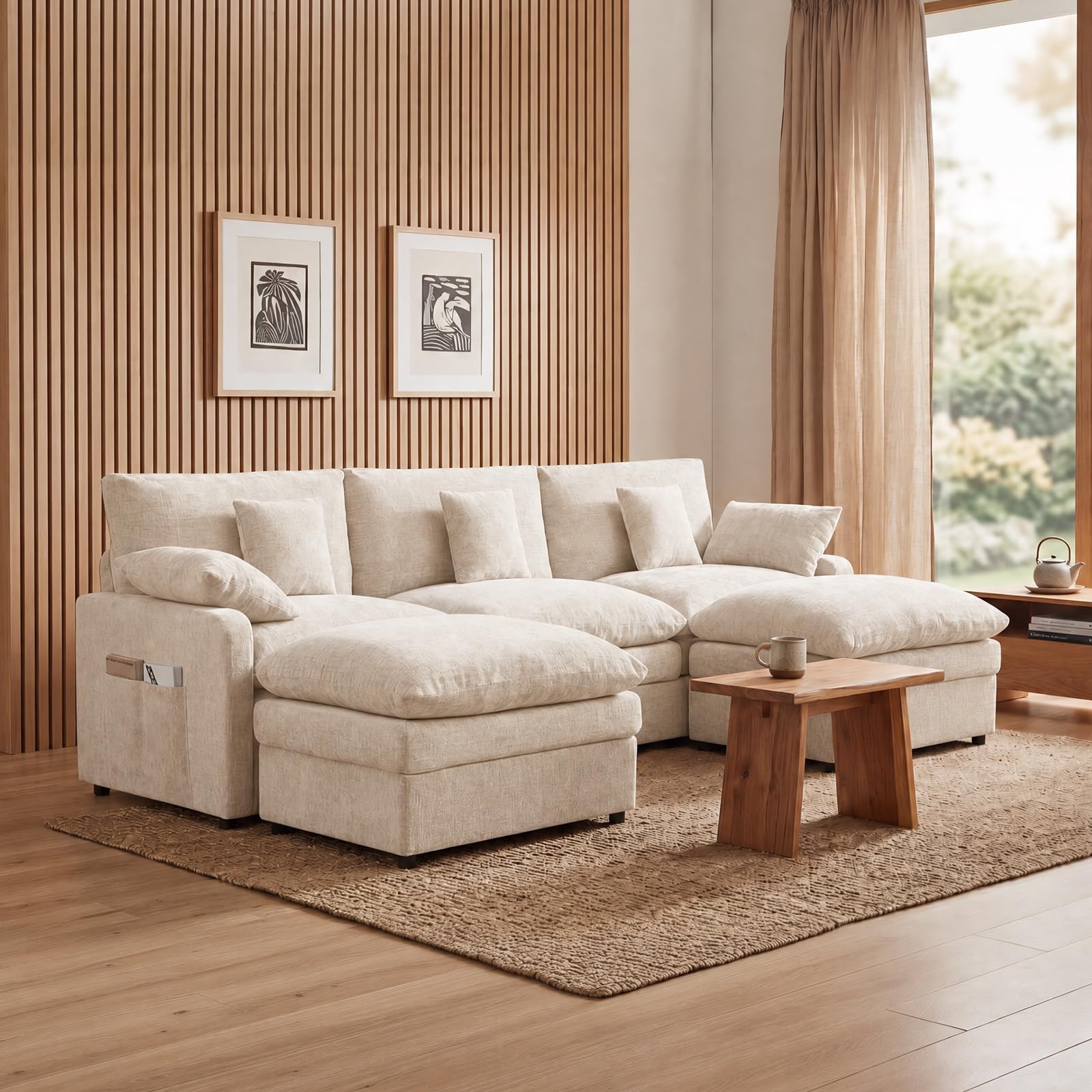 108" Oversized Cloud Sectional Sofa Chenille U Shape Chaise Living Room Couch