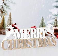 Merry Christmas Reindeer Wooden Sign Indoor Tabletop Decorations Xmas Gift