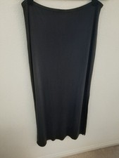 Vintage 90s Black Slinky Maxi Skirt Side Slit