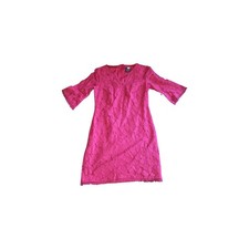Adrianna Papell Fuchsia Sheath Dress Sz 4P Petite Trumpet Crop Sleeve Cocktail