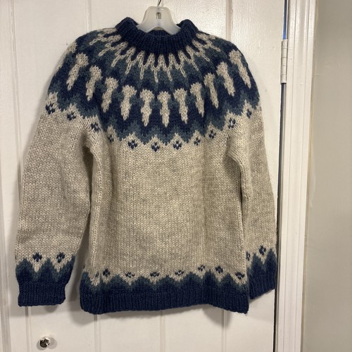 Vintage Alafoss Nordic Wool Sweater Fair Isle Women Med Grannycore Cottagecore - Image 1
