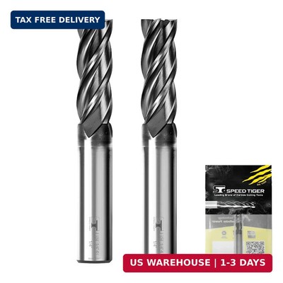 SPEED TIGER EISE 1/4'' Carbide Square End Mill - 4 Flutes Milling Bits Set for Al