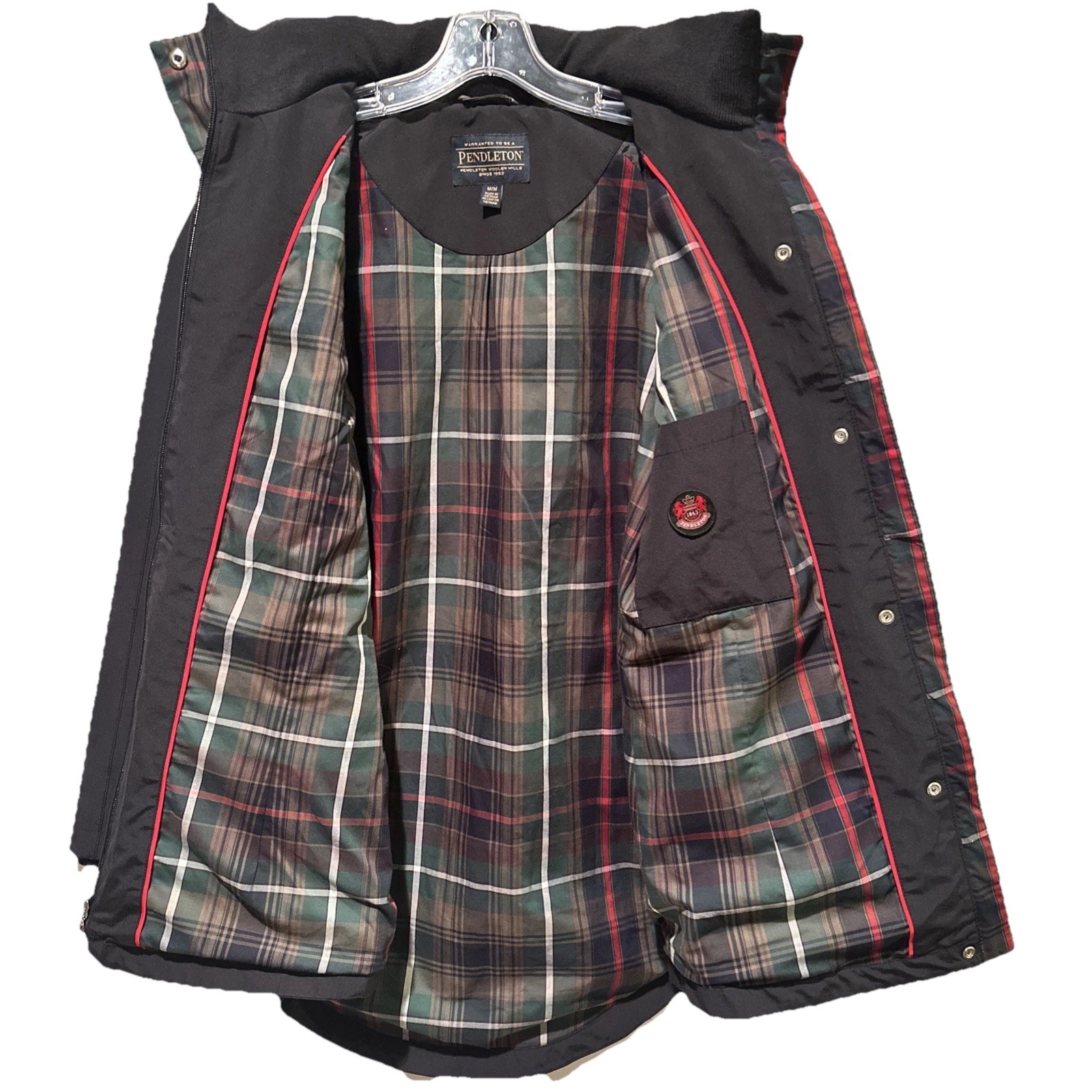 Woman's Pendleton Rain Jacket Medium Black Hooded… - image 2