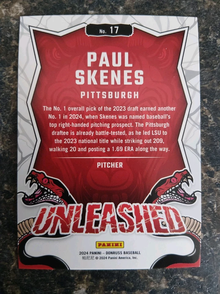 Panini Donruss Unleashed Paul Skenes 2024/75 Orange Ice Pirates Cy Young Foto 2 de 2