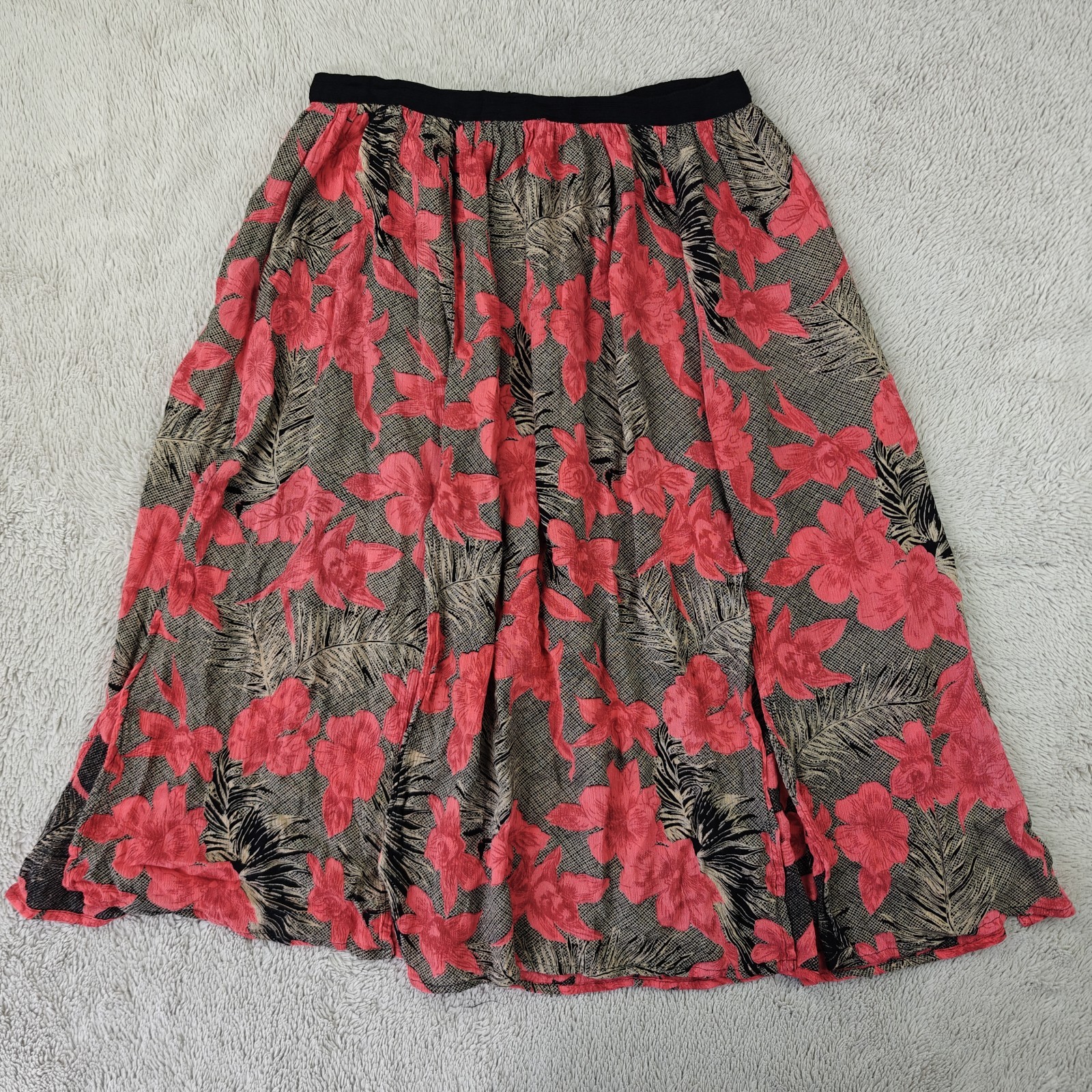 Topshop Midi Skirt Women's 4 US A-Line Floral Tropical Flowy Viscose-image