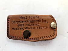 Vintage Mopar Dealer Key Holder Leather Madison Wisconsin Chrysler Plymouth Nos