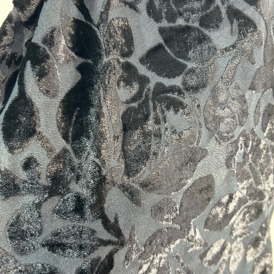 Mantón negro terciopelo rosa Burnout bufanda envoltura flecos noche formal Foto 2 de 4