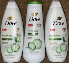  3 PACK Dove REFRESHING Liquid Body Wash, Cucumber  Green Tea 20-22oz FAST SHP