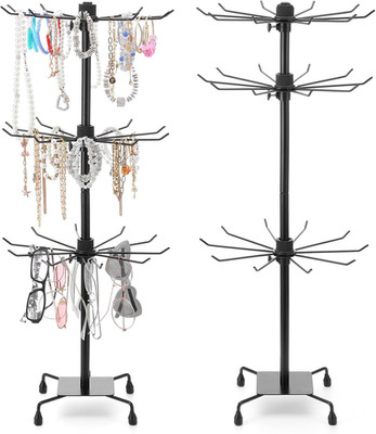 2PCS Rotating Display Stand Metal Spinner Display Rack with Hooks Adjustable Hei