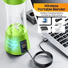 Portable Blender USB Rechargeable Mini Juicer Smoothie Maker 380ml 6-Blade