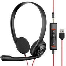 HW02 USB Computer Headset with Clear Chat Microphone Lightweight On-Ear