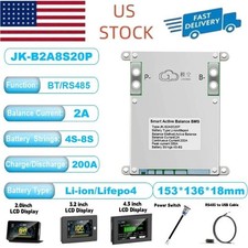 JK-B2A8S20P BMS 4S-8S 200A BMS Li-Ion LiFePo4 2A Active Balancer BT/RS485 lot US