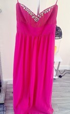 Maya Deluxe Pink Prom Dress UK 14 Embellished Evening Gown Maxi Pleated Bodice