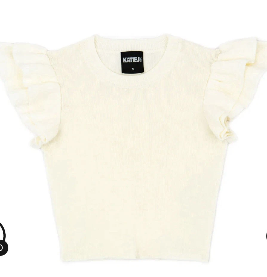Katie J NYC Girls Short Ruffle Sleeve Isla Top Size L