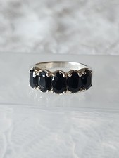 VINTAGE 925 Sterling Silver RING Genuine Black Sapphire.SZ 10 Tested