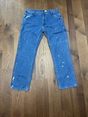 Vintage Key Industries Denim Carpenter Work Pants with Paint Splatter