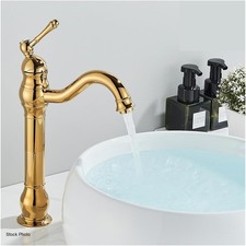 Vessel Basin Faucet for Bathroom 360 Single Handle Pop Up Drain High-Shiny Gold