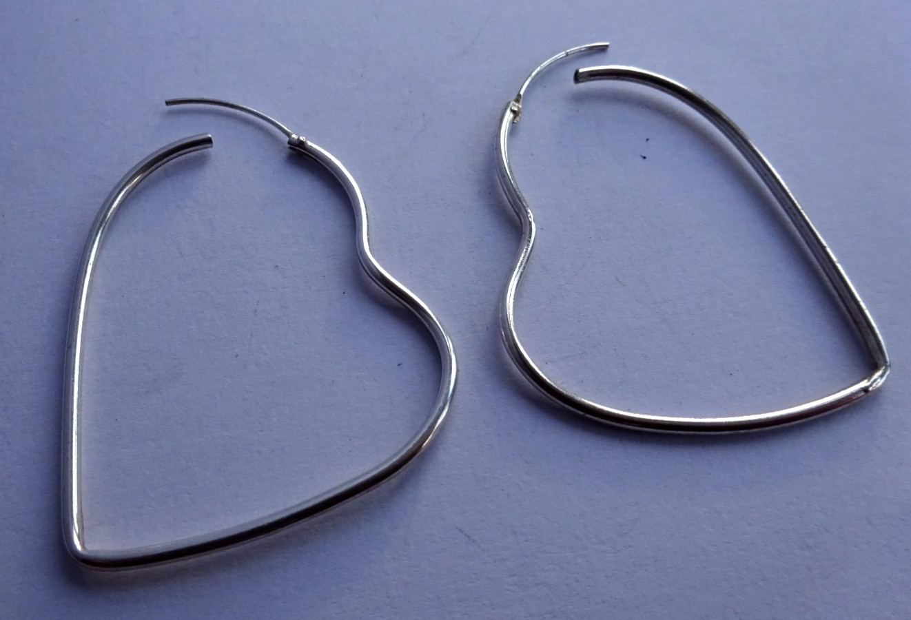 Stylish pair large solid sterling silver heart ea… - image 5