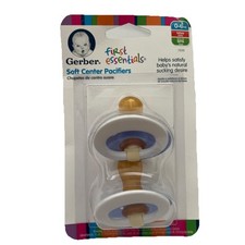 Gerber First Essentials Soft Center Pacifiers 0-6m Latex BLUE WHITE Baby Nursery