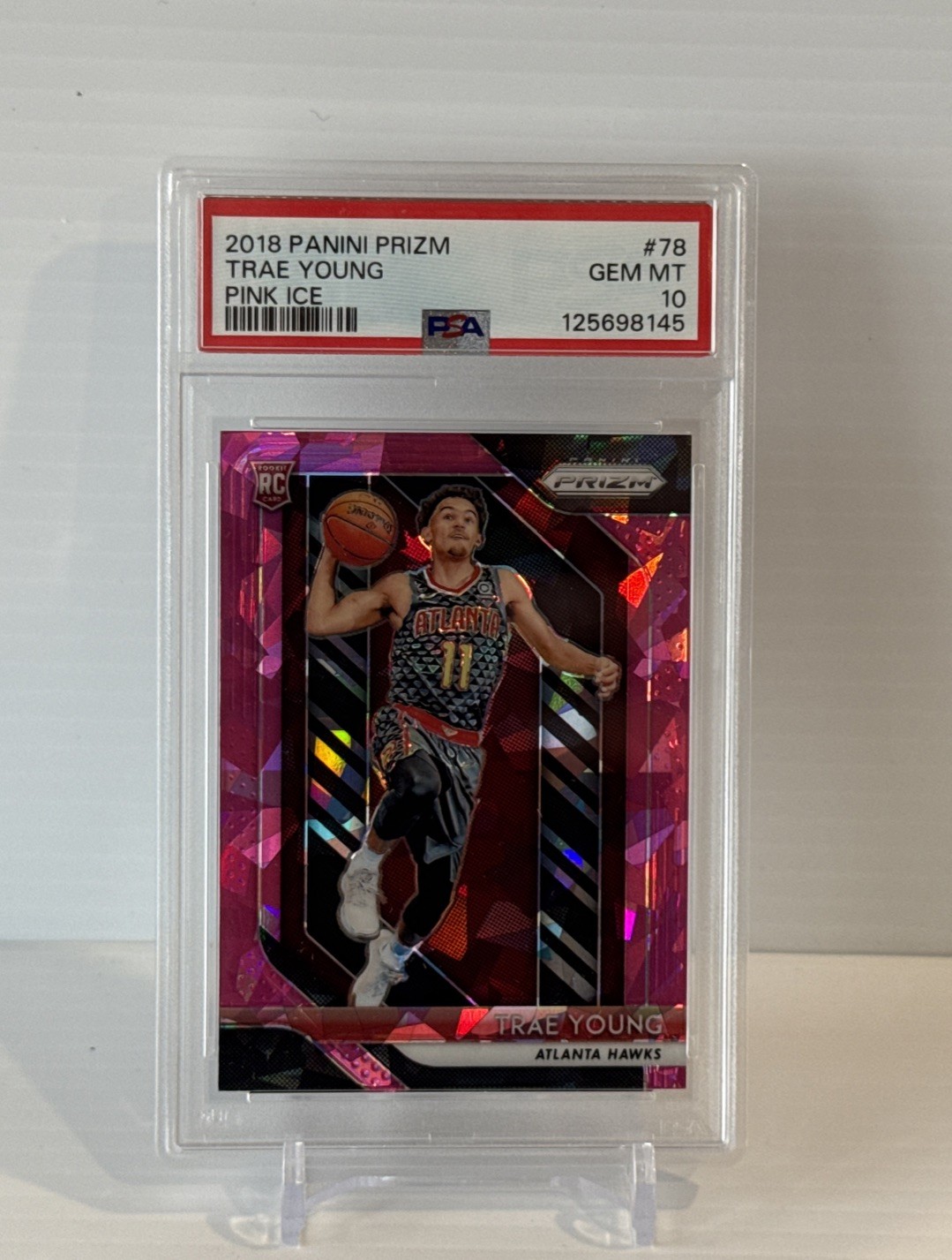 2018 Prizm Pink Ice Trae Young RC #78 PSA 10 Gem Mint Hawks