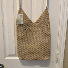 Vintage Crochet Boho Bag. Beige in color. Zipper closer NWT