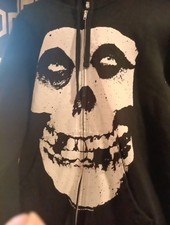 Misfits black full zip Men's Hoodie Size M featuring distressed fiend skull...AY