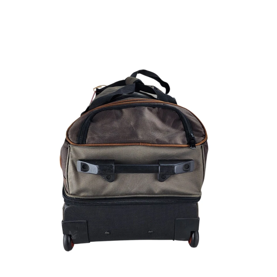 FŪL Split Level 30" Rolling Duffle Bag Workhorse Luggage Wheels Gray Green/Brown - Image 3 of 4