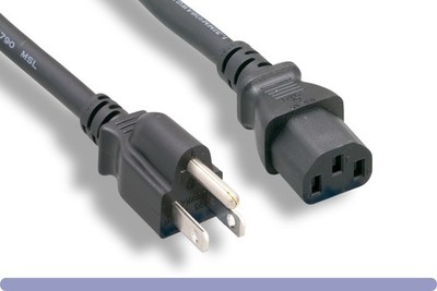10FT Standard Power Cord NEMA 5-15P To C13 Black 18 AWG Cable CUL