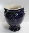 1930's  Brush McCoy Art Deco Pottery Vase Raised Floral Design 740 Blue