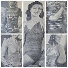 1940s Deco Deer Picture Knit Lingerie Womans Weekly Knitting Book 1947 Pattern
