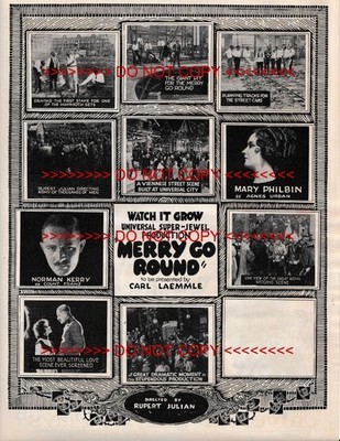 1923 FILM MERRY GO ROUND MARY PHILBIN ERICH VON STROHEIM THE INNER MAN AD POSTER