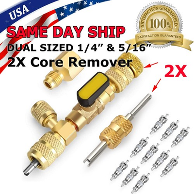 #ad HVAC Tool AC Schrader 10 Valves Core Remover Dual Size 5 16quot;amp;1 4quot; Port Installer $13.95