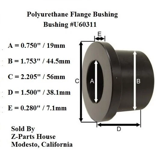 1-3/4" O.D. x 3/4" ID  Polyurethane Flange Type Bushing by PROTHANE (U60311-BL) - Bild 1 von 1