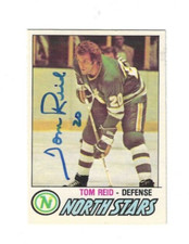 Signed 1977-78 O-Pee-Chee OPC TOM REID Minnesota North Stars Card #306 w/COA