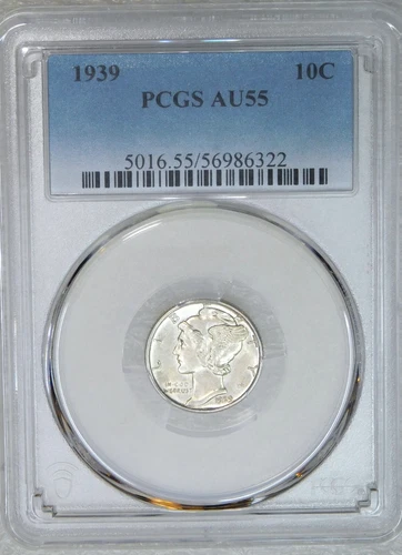 1939 Mercury Dime PCGS AU55 Frosty Luster Just Graded New Holder #A64B
