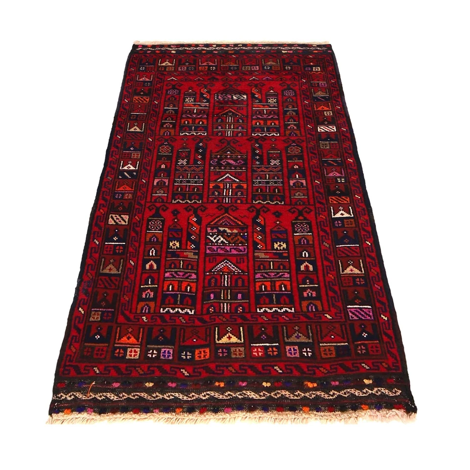 Prayer Rug Tribal Handmade Wool Afghan Area Rugs Red Carpets 2'6"x4'8" ft W12030 - Image 2 of 4