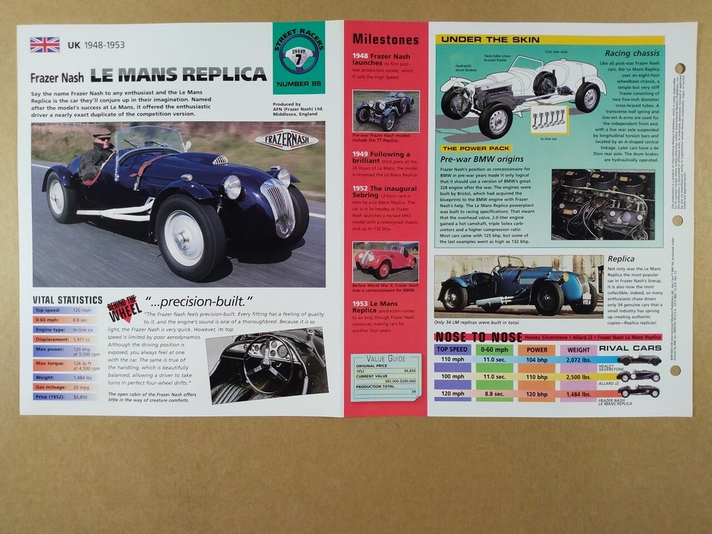 1951 Fazer Nash LE MANS REPLICA specs photos 1998 info sheet