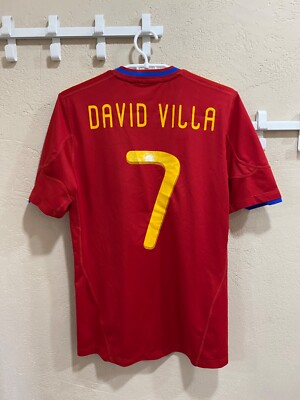 Spain 2010 Home Football Shirt Adidas Soccer David Villa #7 | eBay UK