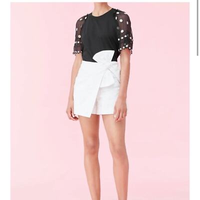 Rebecca Taylor Black and White Dot-Embroidered Jersey Short-Sleeve Shirt XS | eBay Rebecca Taylor Black and White Dot-Embroidered Jersey Short-Sleeve Shirt XS | eBay