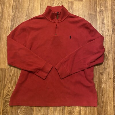 Vintage Polo Ralph Lauren 1/4 Pullover Sweater Men XL Red