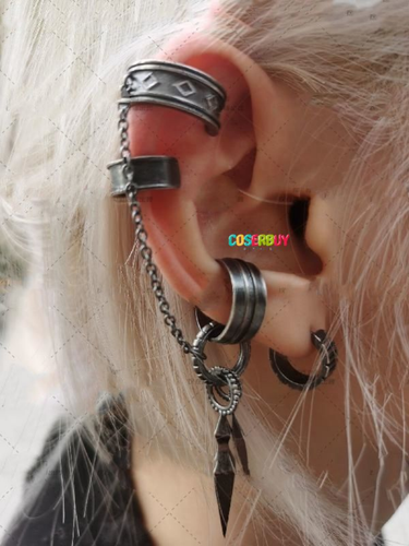 Game Final Fantasy XIV FF14 Zero Earring Black Ear Clip Ear Bone Nail Jewelry - Picture 4 of 6