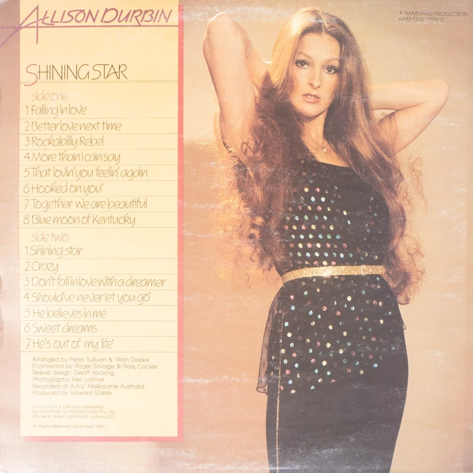 ALLISON DURBIN - SHINING STAR - Vinyl LP - Hammard - 1980 -VG FREE POSTAGE (298) - Image 2 of 3
