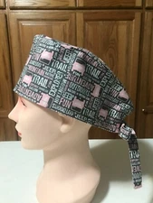 Scrub or Chef Hat Medical Nursing Chemo Skull Cap Pink Gray Trail Fun Mountain 